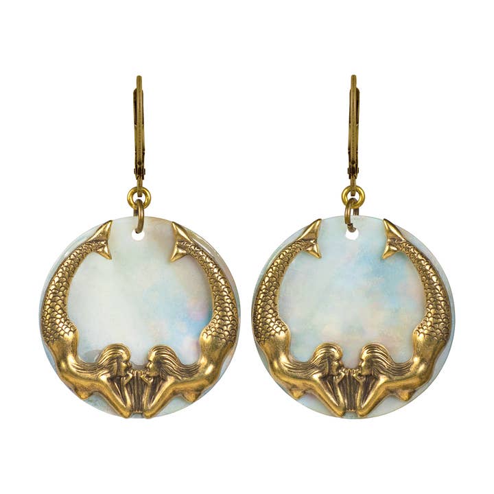 Férias Tropicais: Brincos Real Shell Diving Mermaid Siren por atacado de NoMonet