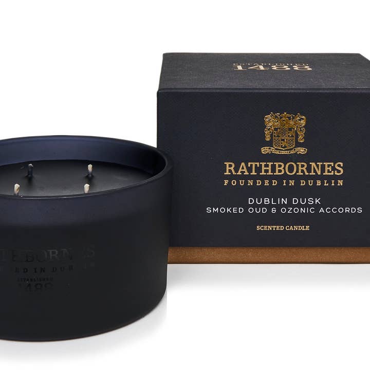 Rathbornes 1488 - Wholesale Jar/Filled Candle - Dublin Dusk Scented Luxury Candle (Smoked Oud & ozonic accords)