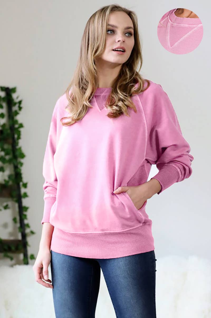 42POPS - Wholesale Sweatshirt - Women's - `.Washed French Terry Pullover With Side Pockets28