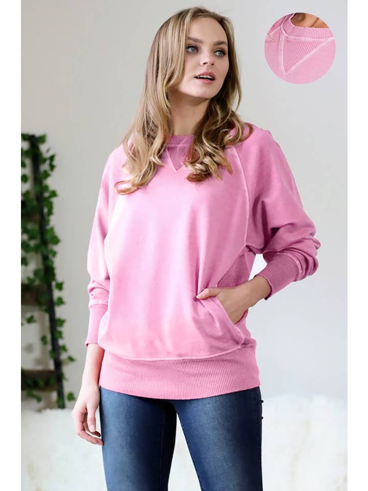 42POPS - Wholesale Sweatshirt - Women's - `.Washed French Terry Pullover With Side Pockets28