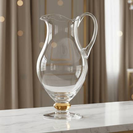 Glass Pitcher with Amber Diamond on Foot for wholesale by VIVIENCE