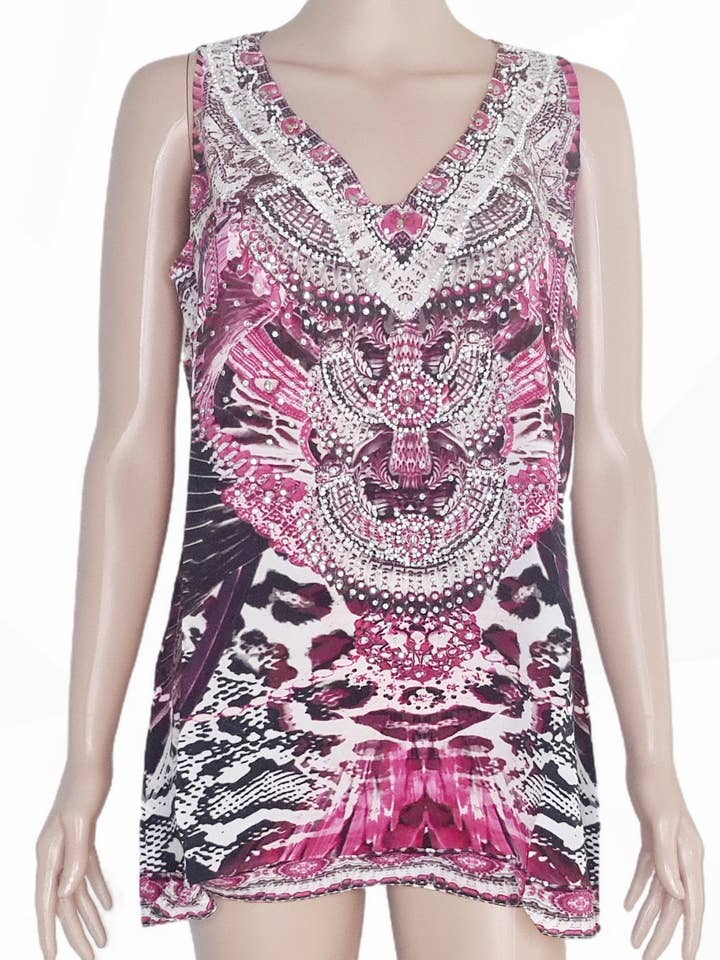 Amur hot pink silk cami top for wholesale by Kaftans that Bling