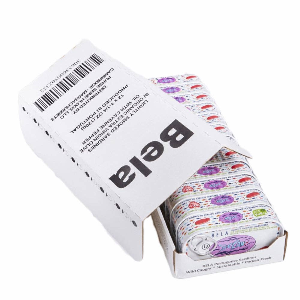 Tin Can Fish ( BELA, Cantara, Mar, Porthos, Varina ) - Wholesale Tinned Fish - Bela Lightly Smoked Sardines in Organic EVOO - 12 Pack9