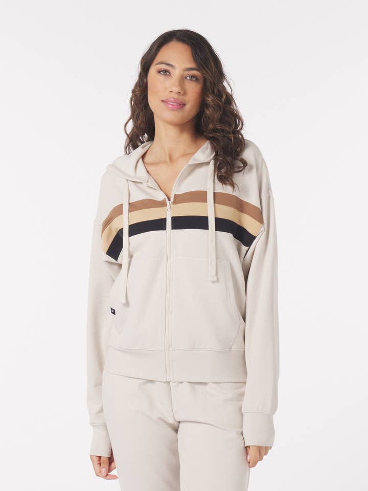 Zip up Vintage Oversize: Leite de Aveia/Listras Tonais por atacado de Glyder