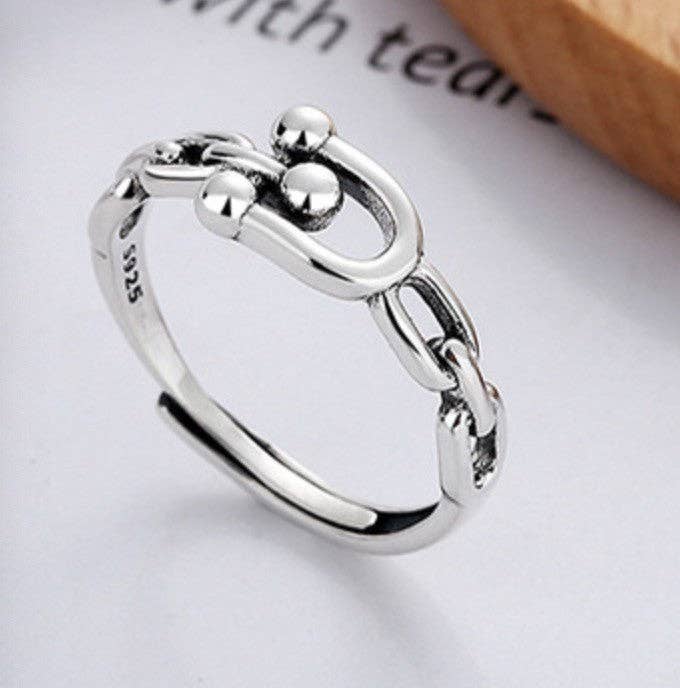 Exsito - Wholesale Band/Stacked Ring - S925 Sterling silver U-shaped horseshoe buckle2
