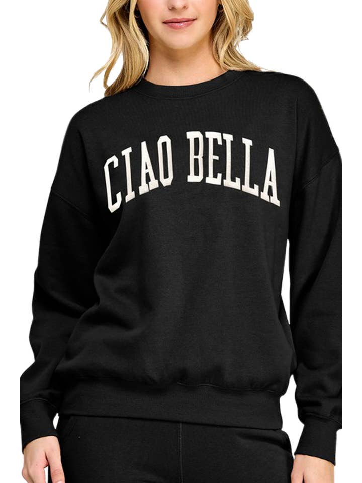 Vanilla Monkey - Wholesale Graphic Sweatshirt - Women's - Fleece Relaxed Fit Sweatshirt with Ciao Bella Emb