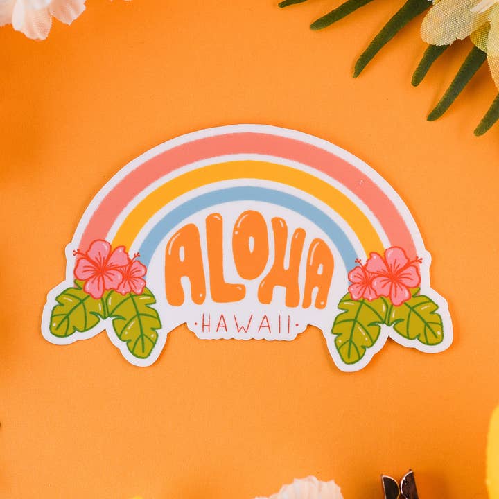 Aloha Hawaii Sticker for wholesale by Sunglow Paper Co.