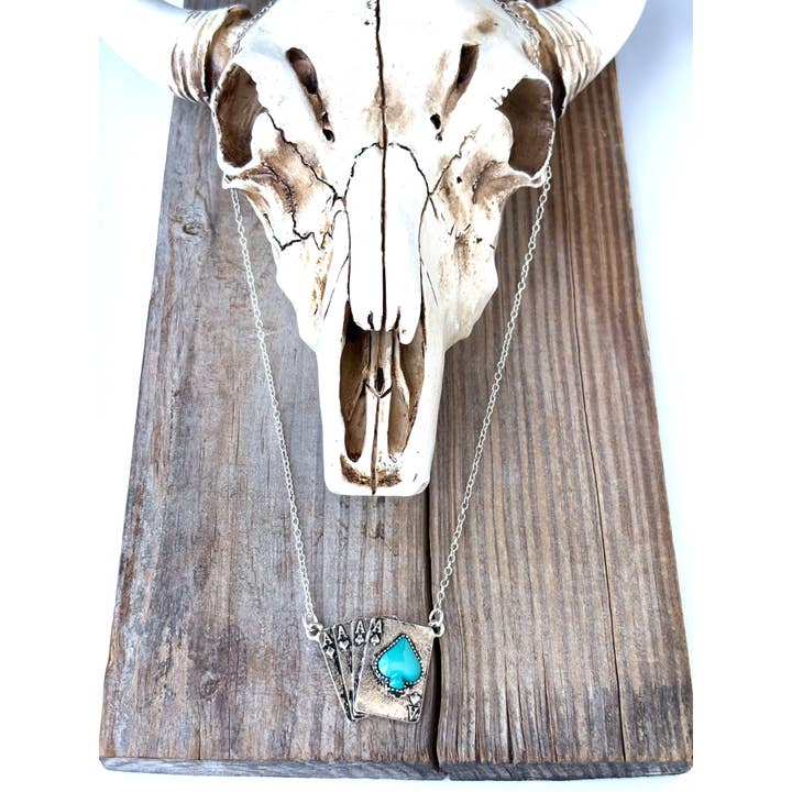 Boho Ranch Shop - Wholesale Pendant/Charm Necklace - Spade Ace Playing Card Stone Pendant Necklace