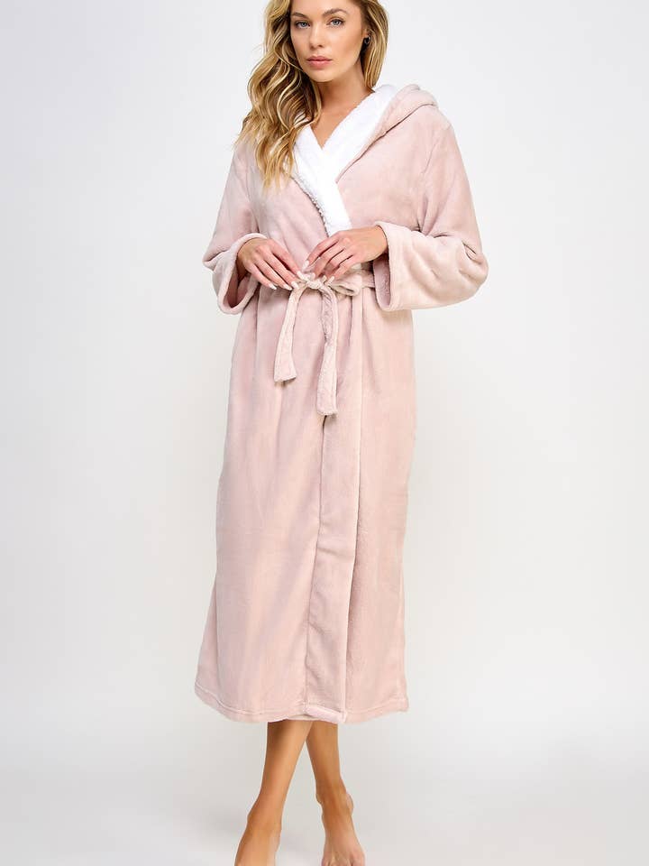 Pink 1818 Janette Color Block Plush Robe for wholesale on Faire