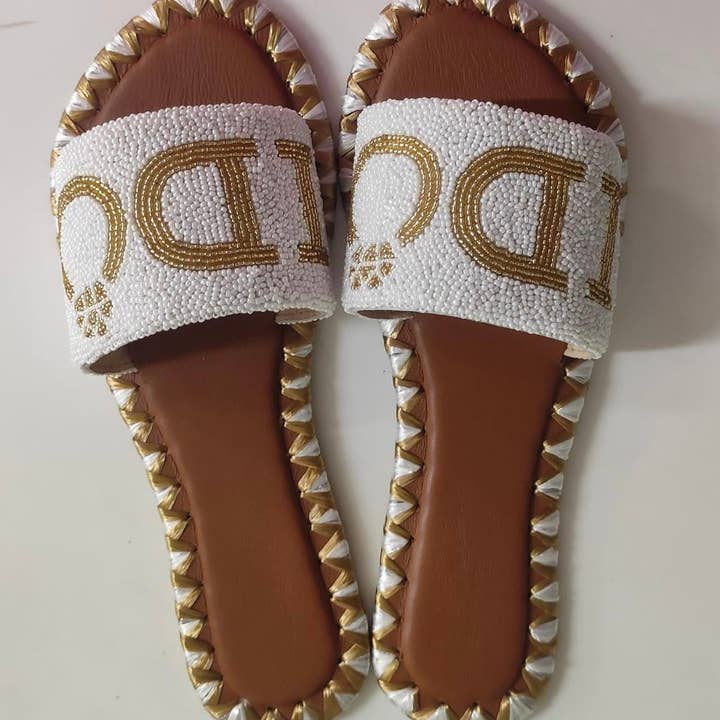 Slippers 1640 White/ Gold for wholesale by Tiana Designs
