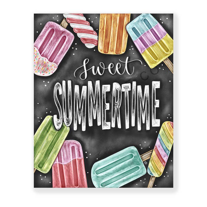 Sommerkunst kunstværk/Sommerdekoration/Sommerprint/Popsicles for engroshandel hos Katie Belle Co.