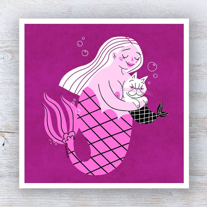 Art Print – 8x8 – Mermay Curvy Body Positive Mermaid for wholesale by Julia Green Illustration