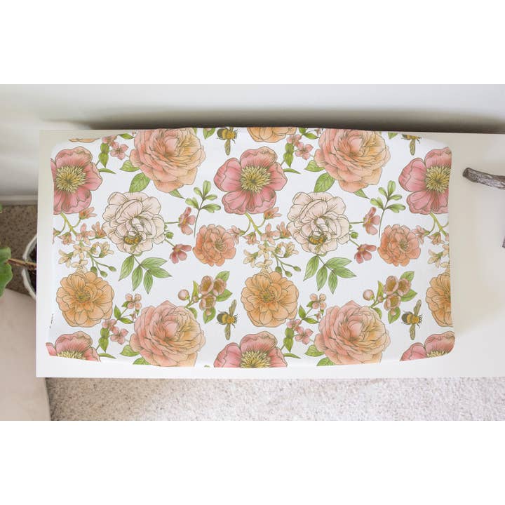 Changing Pad Cover - Botanical Floral for wholesale by Honey Lemonade- Minky Baby Blankets and Gifts