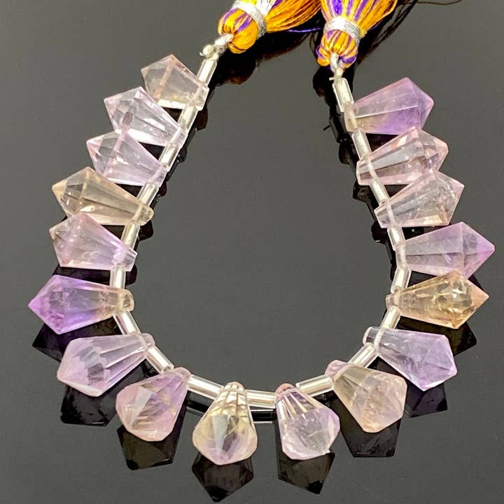 Perles en goutte facettée d'amétrine, perles de pierre précieuse d'amétrine pour la fabrication de bijoux, 10x6mm - 14x9mm, 16 pièces pour la vente par Akstar Gems