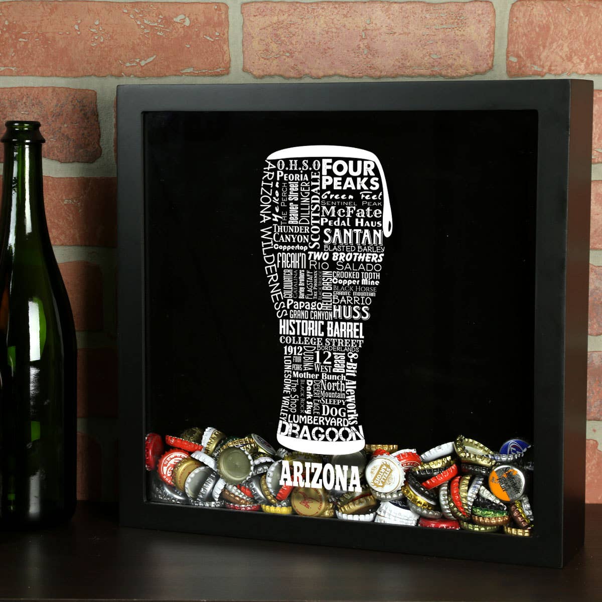 Torched Products - Vendita all'ingrosso Decorazione da parete 3D - State Beer Cap Shadow Box, nero, tipografia della birra artigianale54