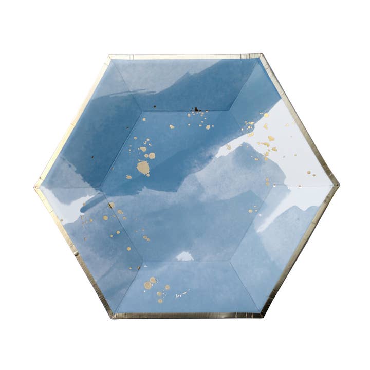 Harlow & Grey - Vente Assiette jetable - Malibu - Petites assiettes en carton à l'aquarelle bleue0