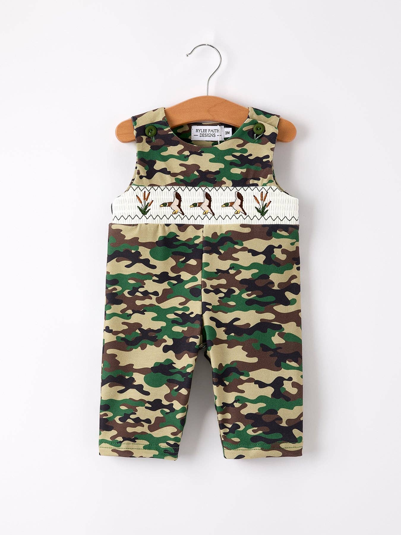 Rylee Faith Designs - Wholesale Jumpsuit - Baby - Camouflage Duck Smocking Embroidery Baby Boy Romper5