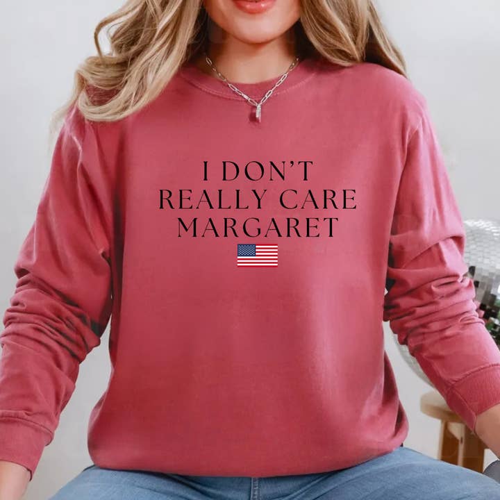 Clover + Cotton Co - Wholesale Screen Printed T-Shirt - Women's - I Don't Really Care Margaret Long Sleeve Tees