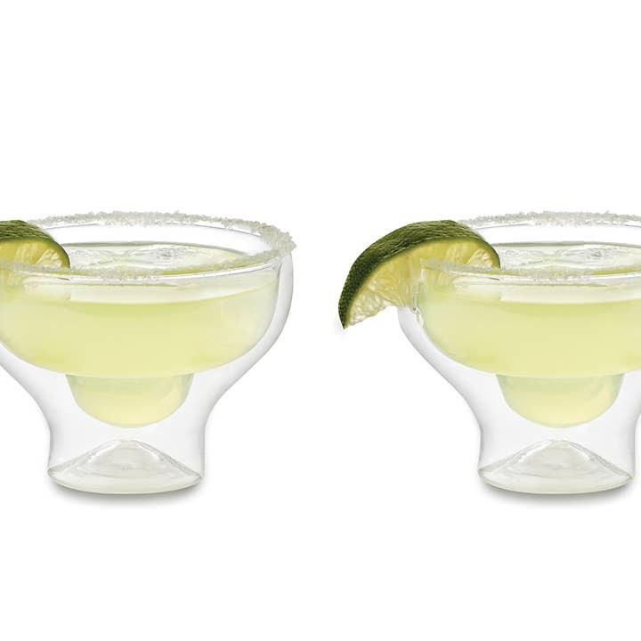 Fox Run Brands - Wholesale Cocktail/Liquor Glass - Outset Margarita Glasses, Set of 2, 4" x 3.25" x 3.5"