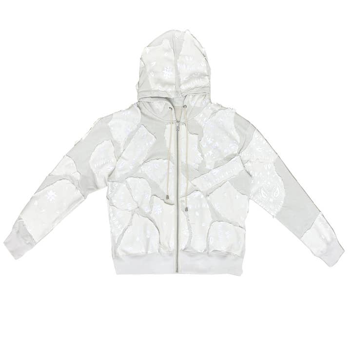 Hoodie Over Zip Patchwork Denim BANDANA CREAM für den Großhandel von NTMB NEVERTOOMUCHBASIC