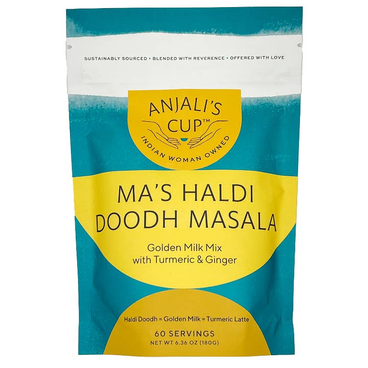 Ma's Haldi Doodh Masala, 60 Serving Pouch - Golden Milk Mix for wholesale by Anjali's Cup