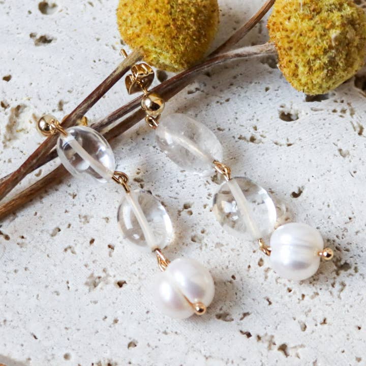 Klar kvarts dingle øreringe for engroshandel hos ADORE