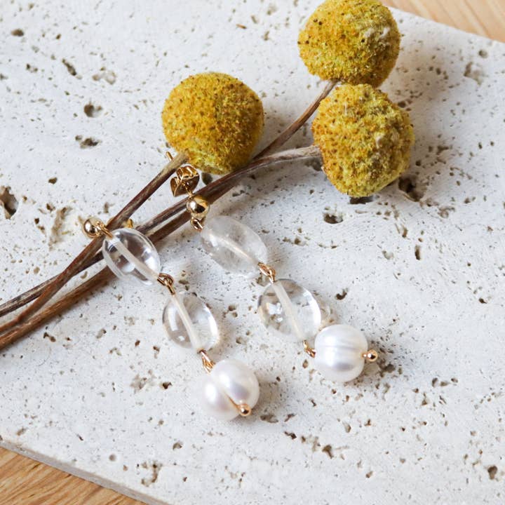 Klar kvarts dingle øreringe for engroshandel hos ADORE