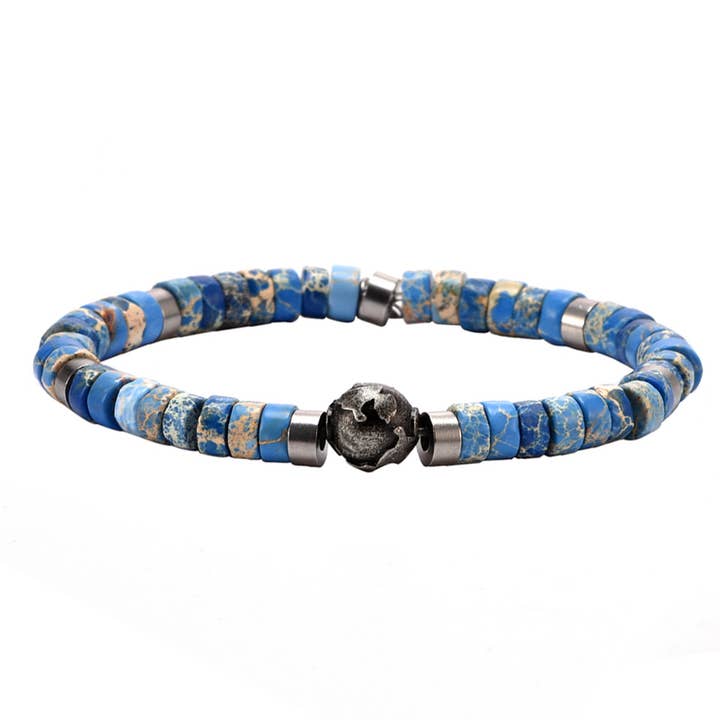 Pulseira de pérolas de pedras naturais imperial azul por atacado de SIXTY STONES
