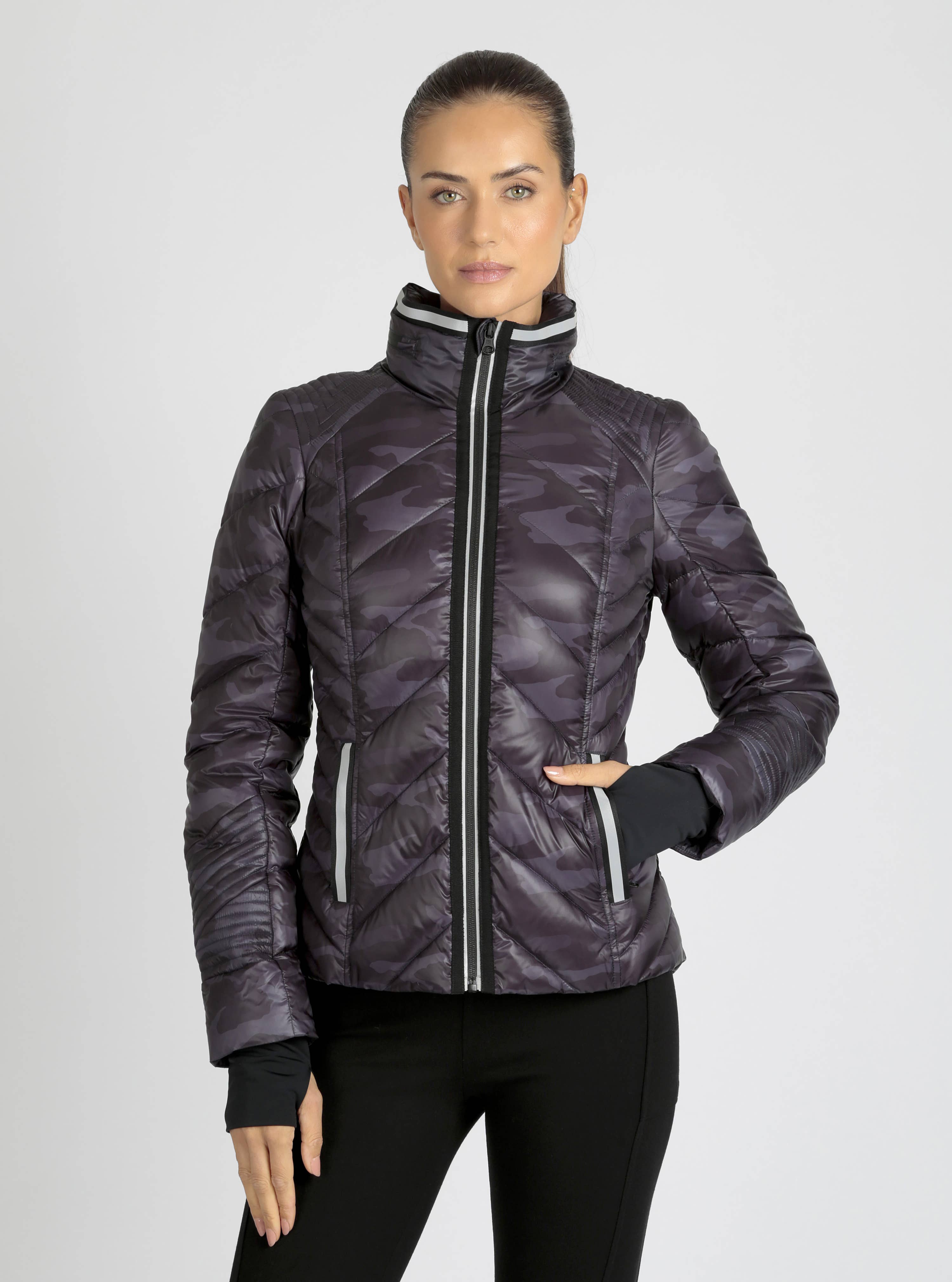 Blanc Noir - Wholesale Puffer Jacket - Women's - Super Hero Camo Puffer with Reflective - Light/Dark Camo4