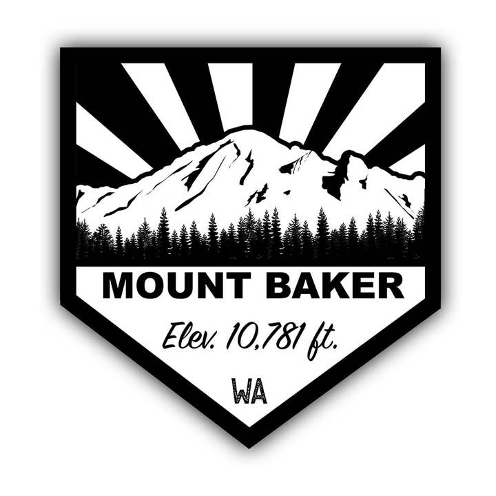 Mt. Baker Aufkleber (S/W) für den Großhandel von HackStickers