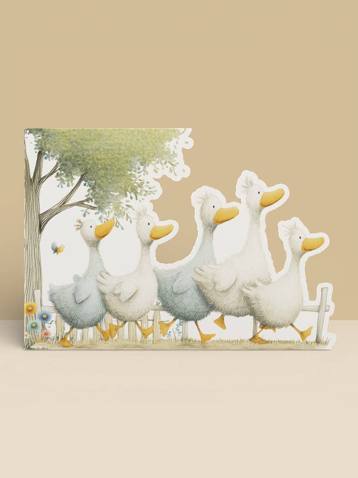 Farm Greeting Card, Die-cut: 'Ducks on Parade' for wholesale by Under the Oak Tree