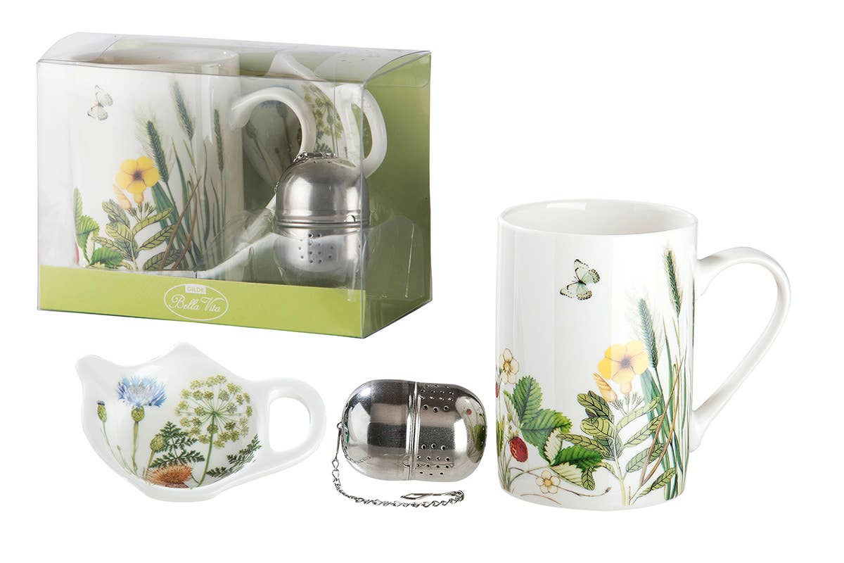 Gilde Handwerk Macrander GmbH & Co. KG - Wholesale Tea Set - Porzell 3-Piece Tea Set “Wild Flowers” VE 6