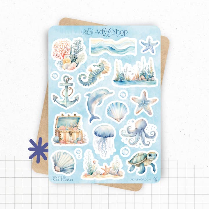 Folhas de autocolantes "Sob o Oceano" - Autocolantes de verão por atacado de AdyLShop