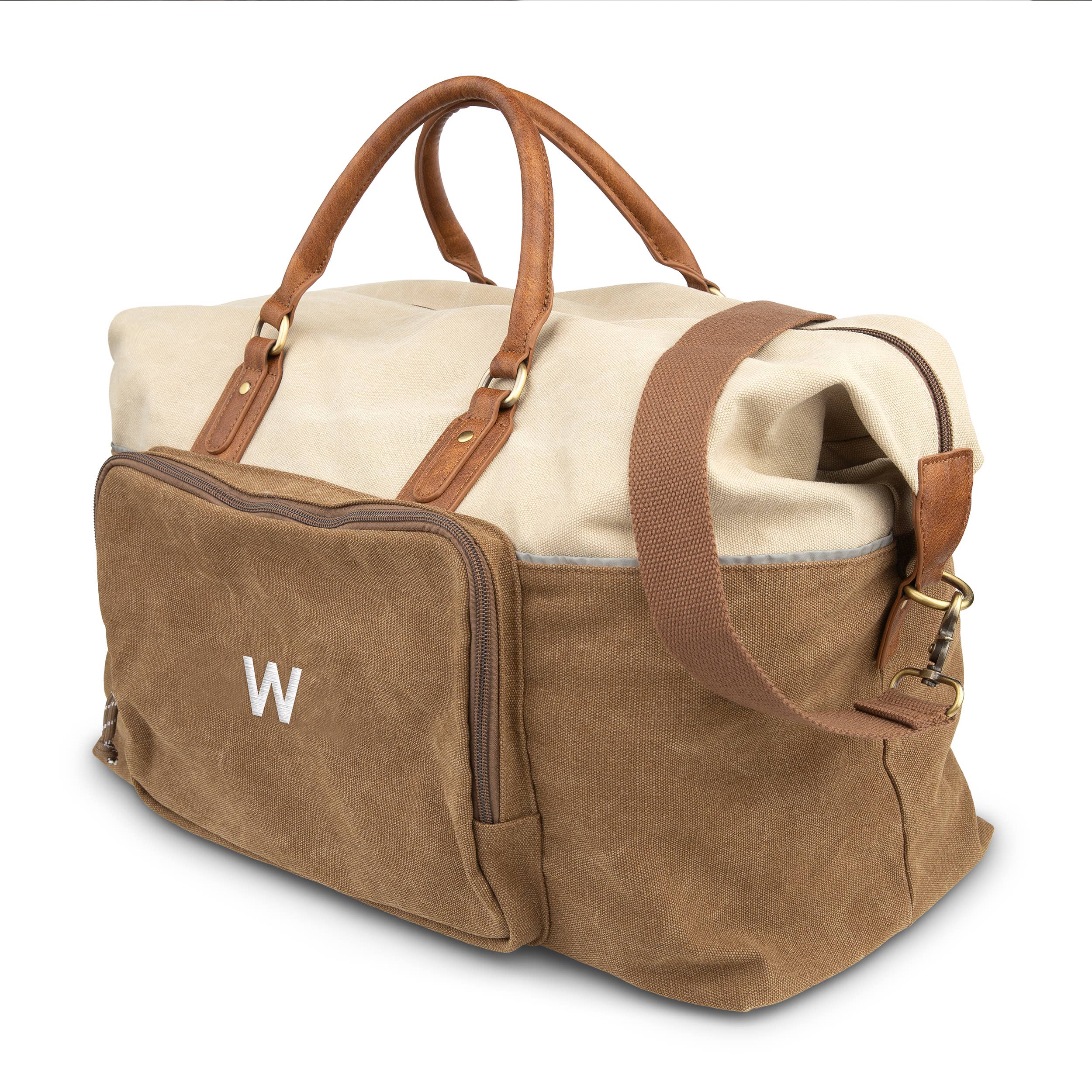 Weddingstar Inc. - Wholesale Weekender Bag - Unisex - Large Personalized Canvas Weekender Travel Bag - Brown5