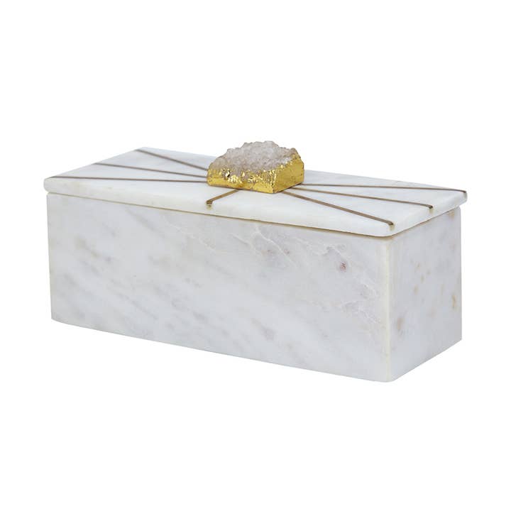 Decorium Living - Wholesale Decorative Box - White Marble Coffin Box