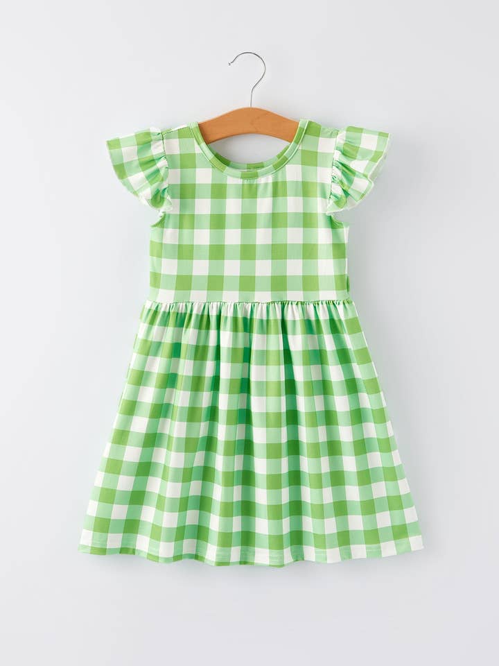 Rylee Faith Designs - Wholesale Dress - Kids - Girls Strawberry Plaid Print Dress 2-piece Set