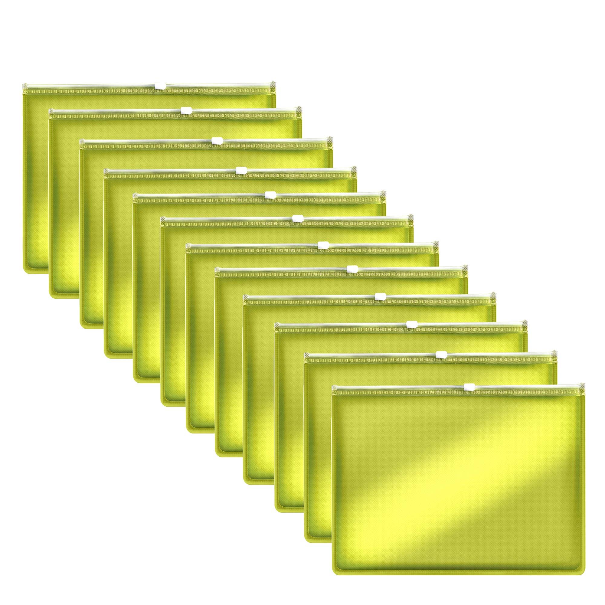 Ledsone - Wholesale Folders - 12 Pack Plastic Thick Zipper Document File Waterproof Folder ~52862