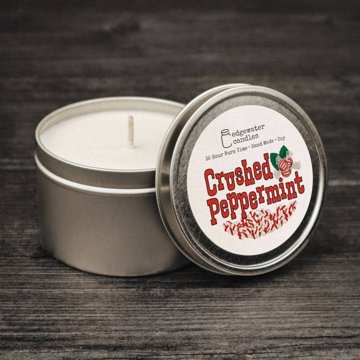 Edgewater Candles - Wholesale Travel Candles - Travel Tin - Crushed Peppermint0