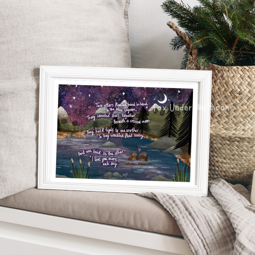 Fox Under The Moon - Wholesale Art Print - A4 Art Print ~ Hand In Hand2