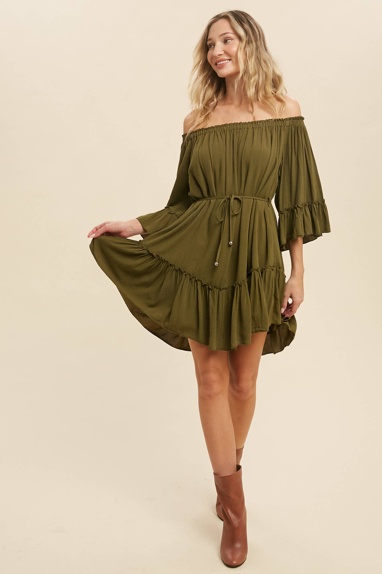 Bluivy - Wholesale Dress - Women's - RUFFLED SOLID BOHO DRESS24