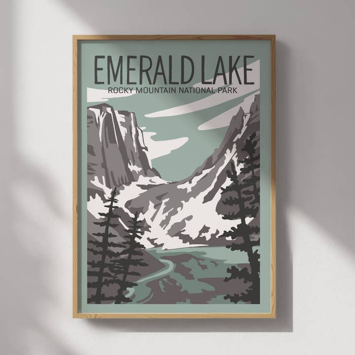 Emerald Lake Travel Poster for wholesale by Recollection Project