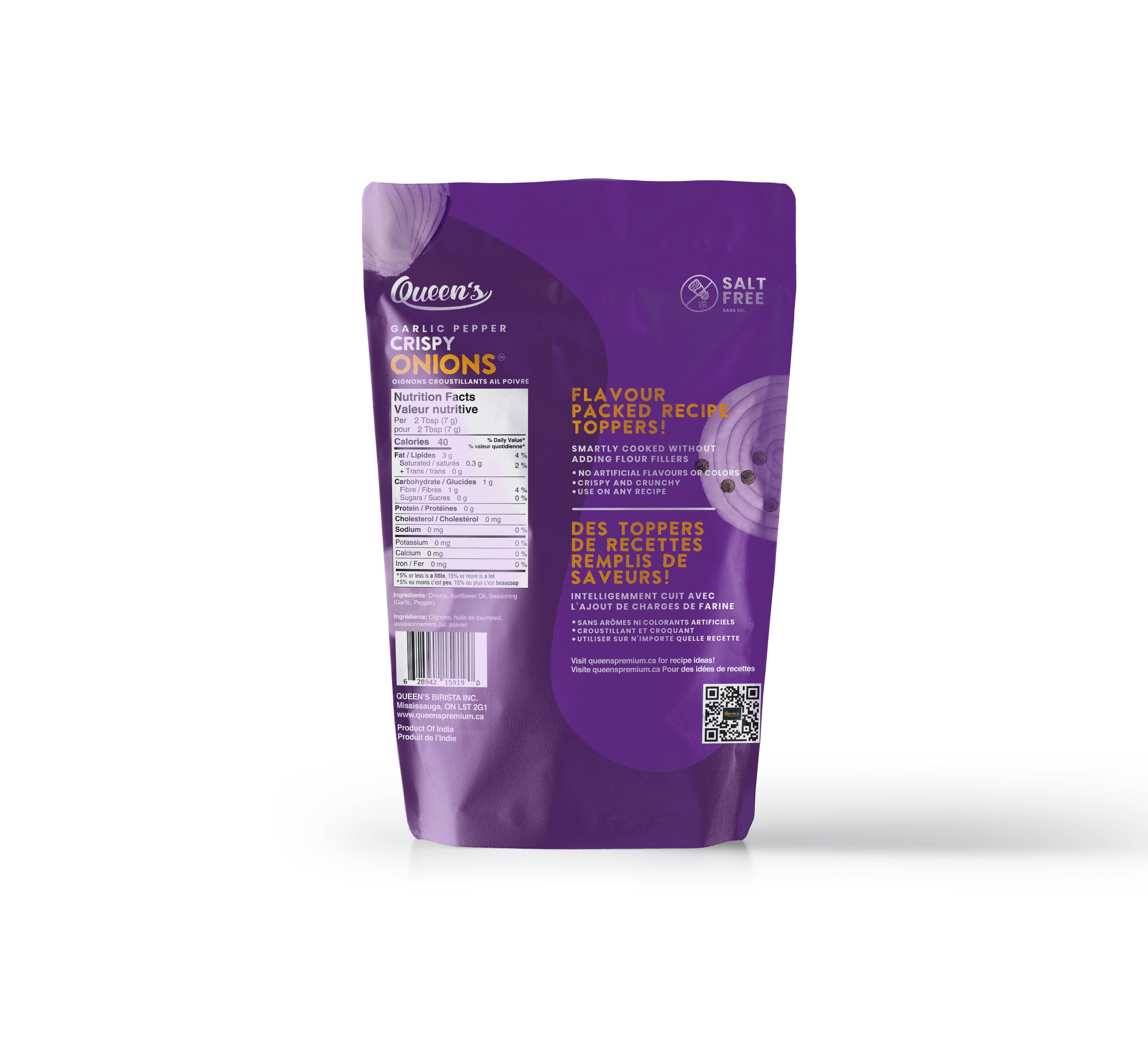 Queens Premium - Vendita all'ingrosso Verdure essiccate/disidratate - Cipolle croccanti Queens Premium all'aglio e pepe1