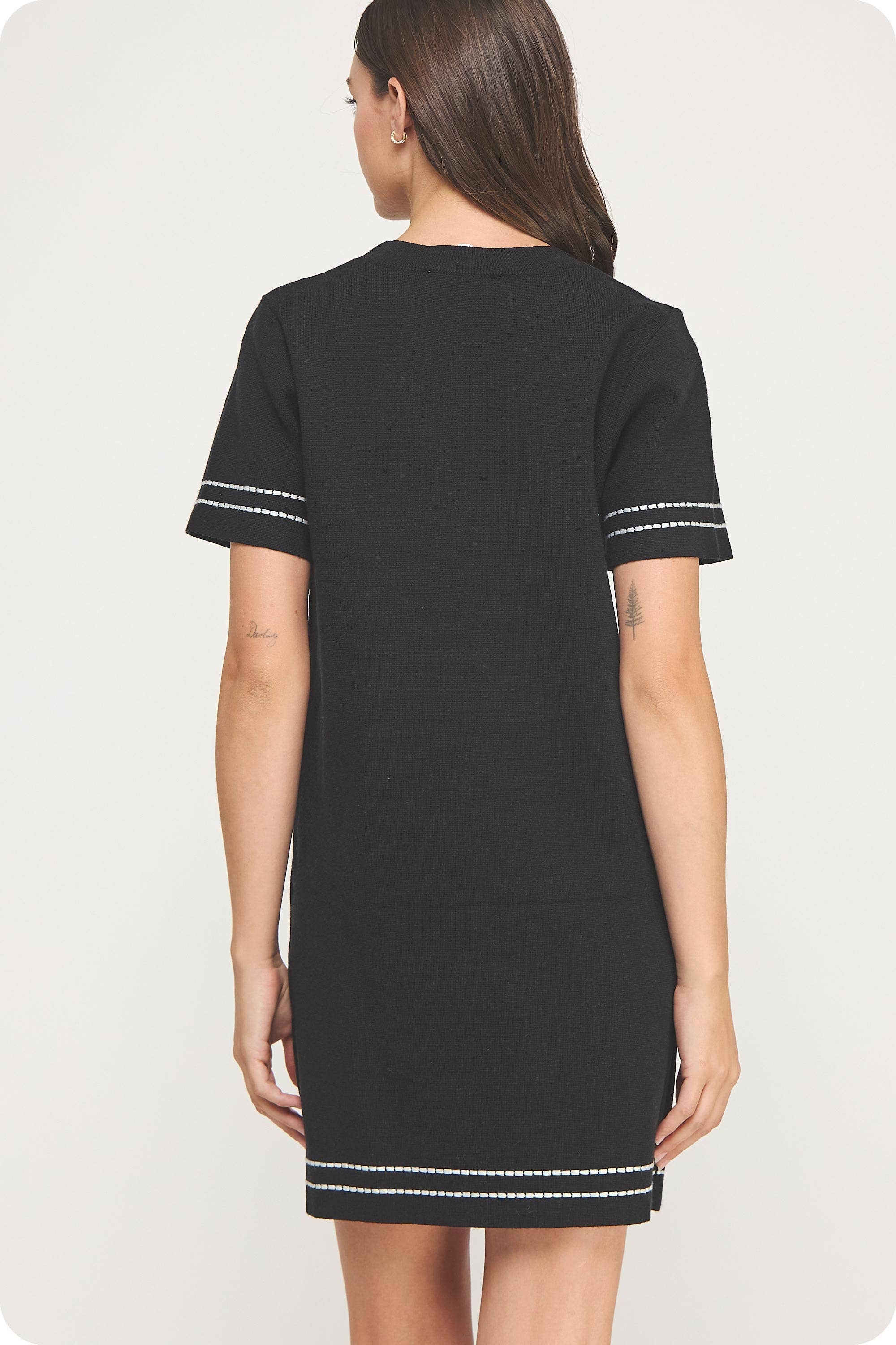 Strut & Bolt - Wholesale Dress - Women's - Thick Stitch Embroidery Knit Tee Mini Dress7