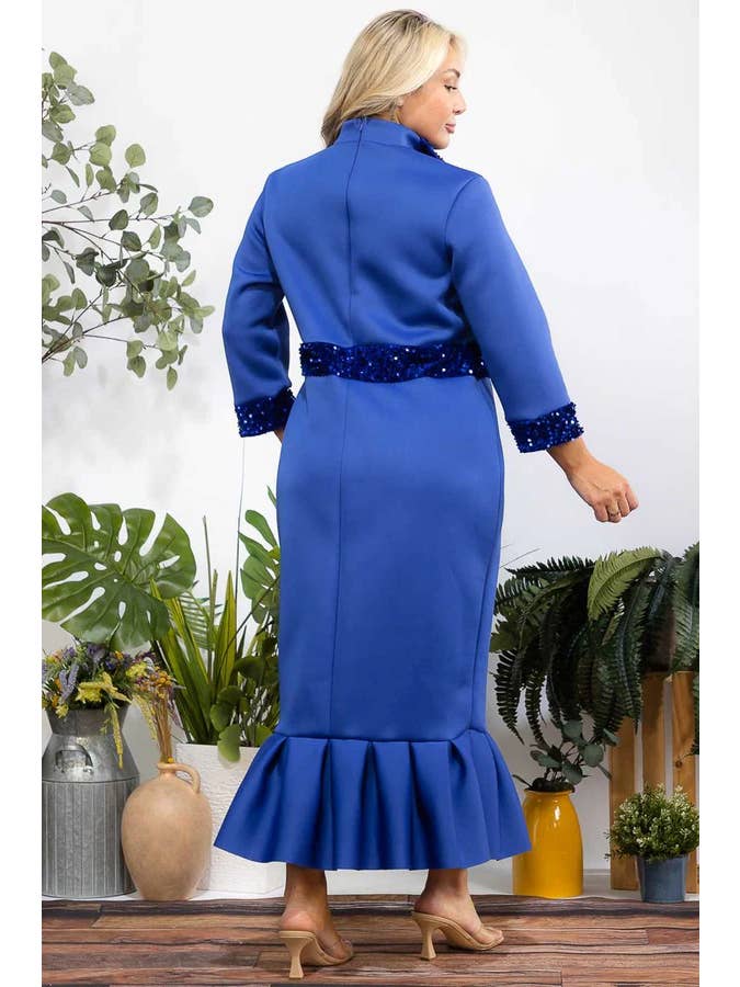 J2 FASHION - Wholesale Dress - Women's - Sequin Trim Ruffle Hem Dress2