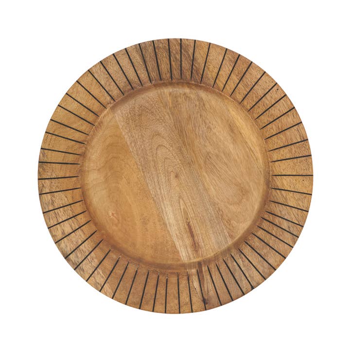 Textured Slit Edges Wooden Charger Plate for wholesale by Saro Lifestyle