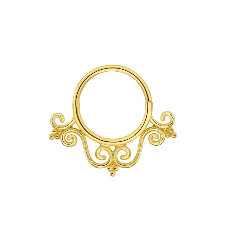 Elizabeth Seamless Ring – 14K Gold Cup & Divot Design for wholesale by Piercing-zone