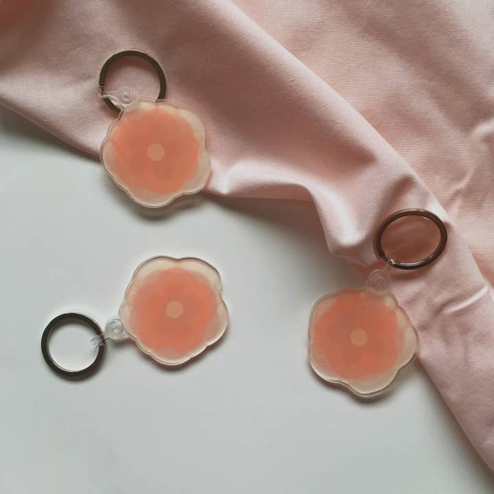 Pink Floral Keychain for wholesale by Happy Cam Designs