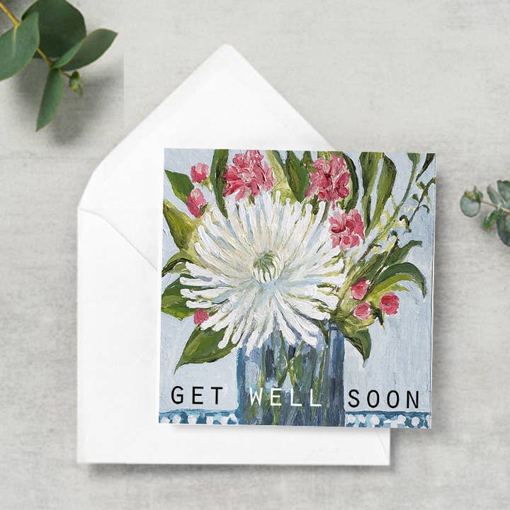 Carte cadeau : Fleur Blanche Get Well pour la vente par Blueberry Road Cards