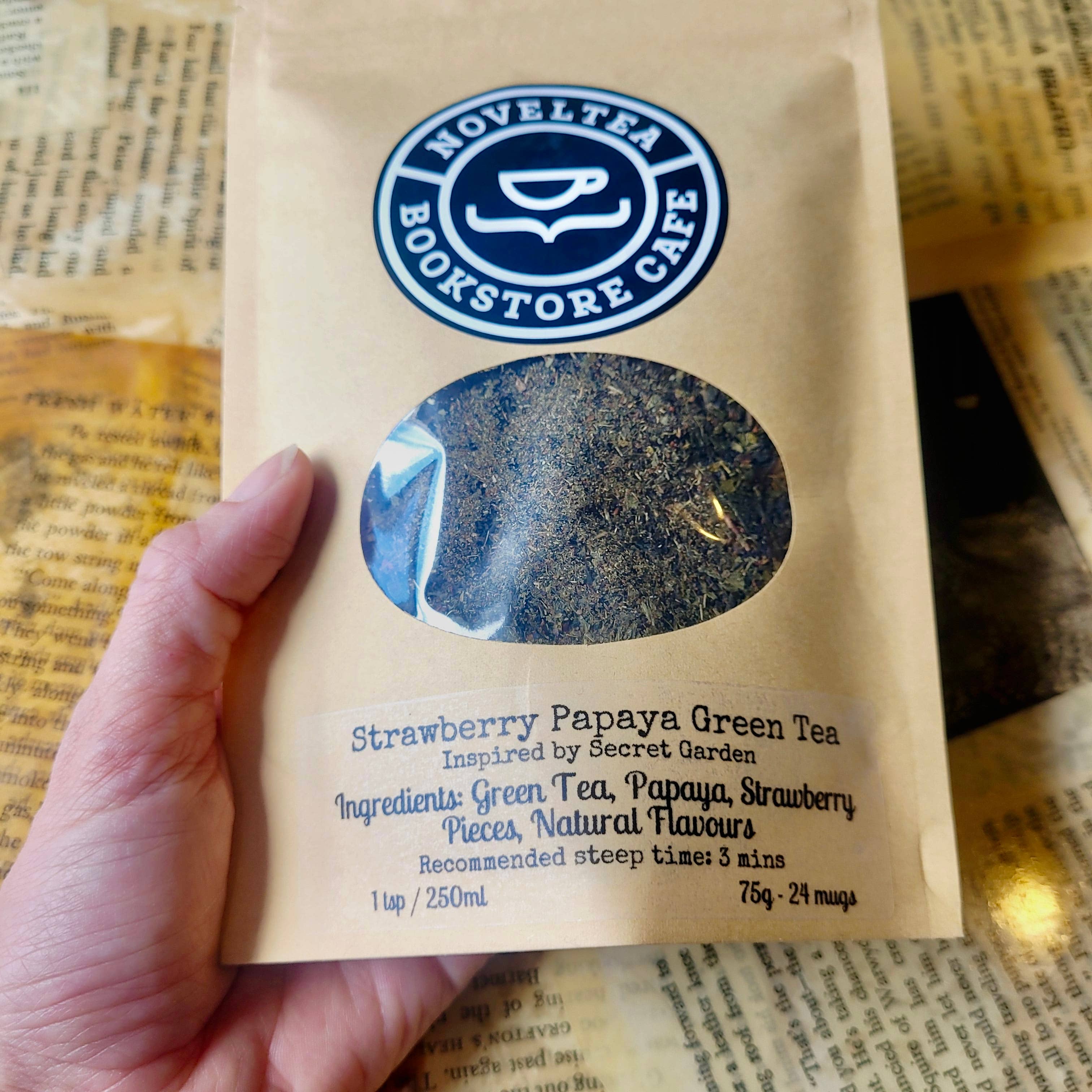 NovelTea Bookstore & Gifts – wholesale Loose tea – The Secret Garden Inspired - Strawberry Papaya GREEN TEA4