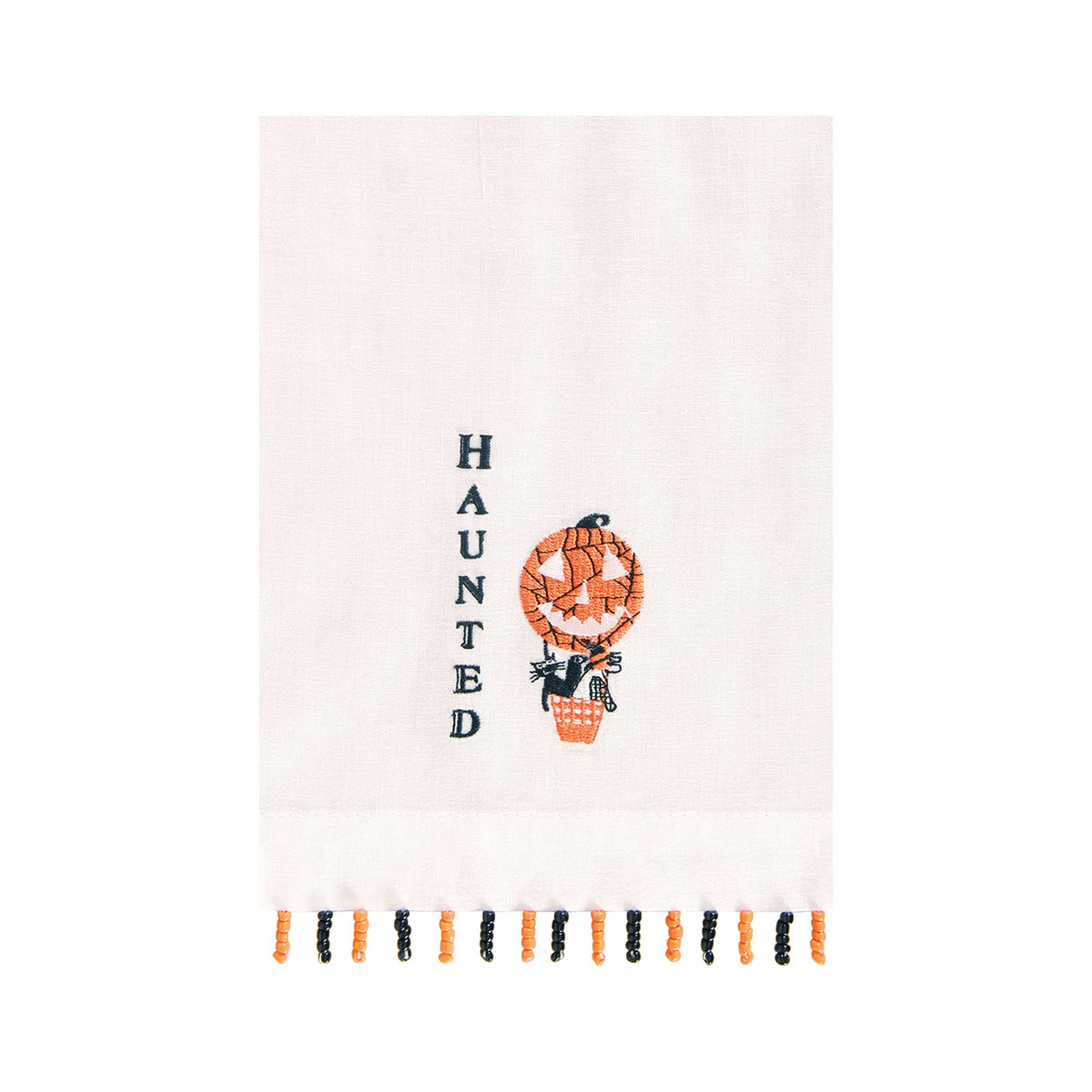 C&F Home - Vente Essuie-mains - Serviette à main d'invité perlée à la citrouille hantée d'Halloween à vendre1